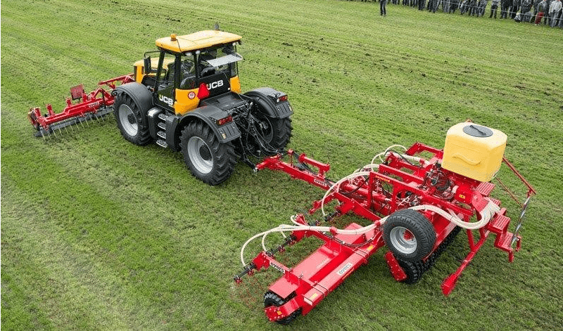 Grass Profi front harrow with Concord roller and pneumatic seeding drill 