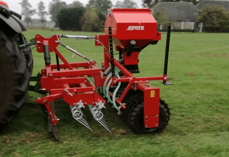 Grass Profi overseeder mounted with pneumatic seed drill 