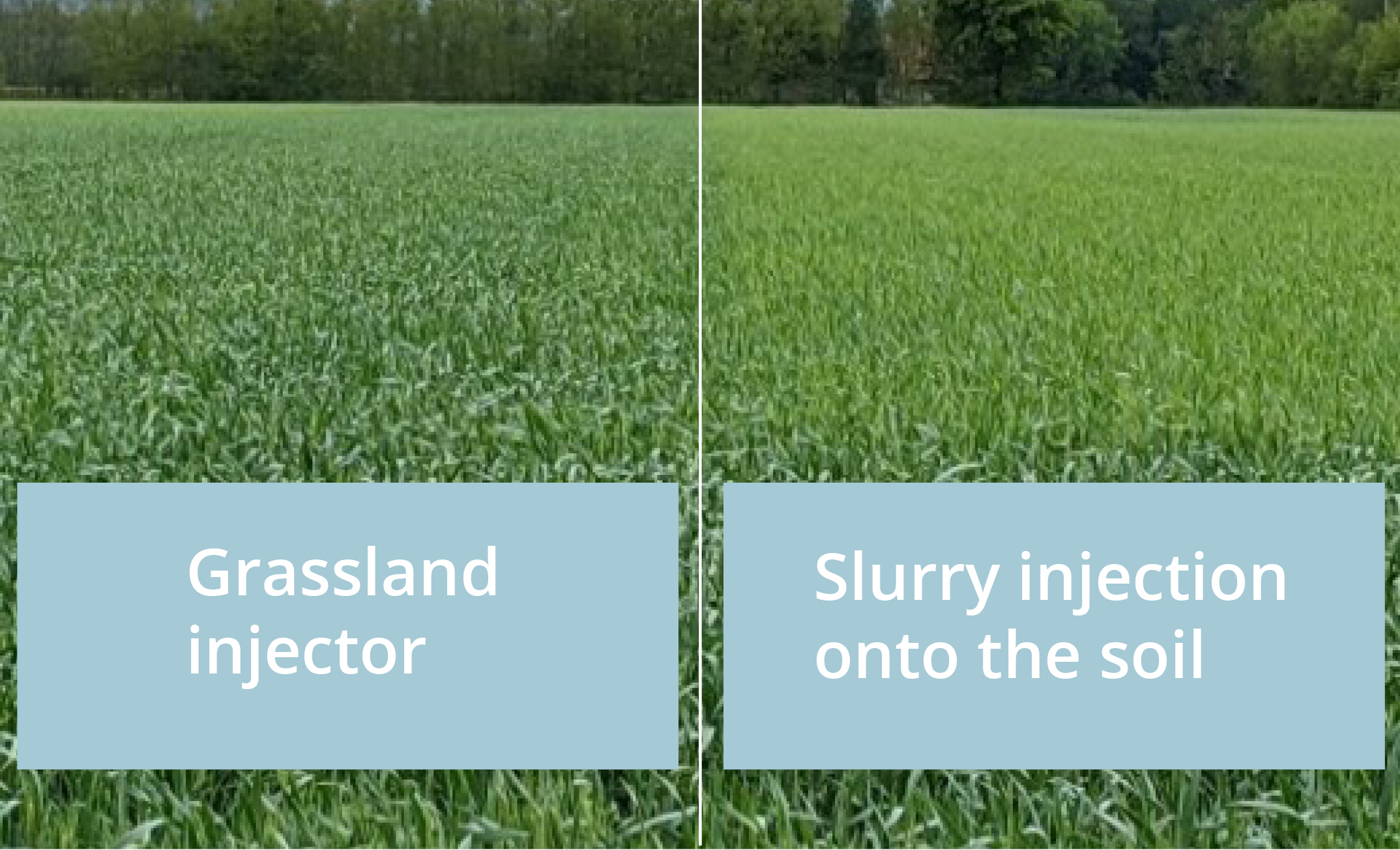 Slurry incorporation, comparison Grassland injector and Slurry injection onto the soil